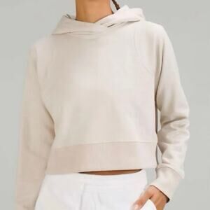 Lululemon Loungeful Cropped Hoodie Spark Bone/Beige Sz 6 Gold Shimmer W3GE3S